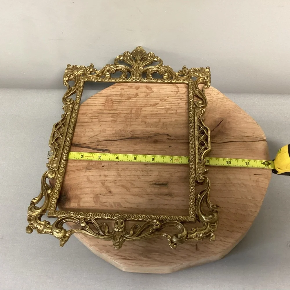 🟡 Vintage Solid Brass Photo or Mirror Frame - Rare - Ornate - Collectible - Picture 10 of 13
